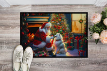 Load image into Gallery viewer, American Eskimo and Santa Claus Doormat-24x36 Indoor / Outdoor Rug | Made in USA