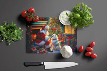 Load image into Gallery viewer, American Eskimo and Santa Claus Glass Cutting Boards – Durable, Decorative Kitchen Art