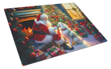 Load image into Gallery viewer, American Eskimo and Santa Claus Glass Cutting Boards – Durable, Decorative Kitchen Art