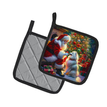 Load image into Gallery viewer, American Eskimo and Santa Claus Pot Holders - Set of 2 Decorative Kitchen Helpers | Made in the USA