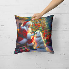 Load image into Gallery viewer, American Eskimo and Santa Claus Throw Pillow