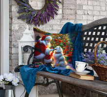 Load image into Gallery viewer, American Eskimo and Santa Claus Throw Pillow