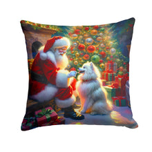 Load image into Gallery viewer, American Eskimo and Santa Claus Throw Pillow