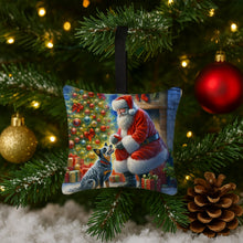 Load image into Gallery viewer, Australian Cattle Dog and Santa Claus Hanging Square Fabric Ornament 3.5 × 3.5