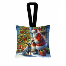Load image into Gallery viewer, Australian Cattle Dog and Santa Claus Hanging Square Fabric Ornament 3.5 × 3.5