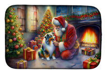Load image into Gallery viewer, Australian Shepherd and Santa Claus Dish Drying Mat