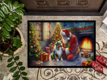 Load image into Gallery viewer, Australian Shepherd and Santa Claus Doormat-24x36 Indoor / Outdoor Rug | Made in USA