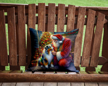 Load image into Gallery viewer, Australian Shepherd and Santa Claus Throw Pillow - 14x14 Decorative Pillow – Art for Your Home &amp; Patio
