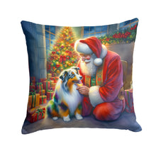 Load image into Gallery viewer, Australian Shepherd and Santa Claus Throw Pillow - 14x14 Decorative Pillow – Art for Your Home &amp; Patio