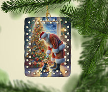 Load image into Gallery viewer, Australian Terrier and Santa Claus Porcelain Ornament