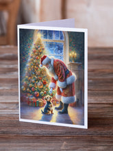 Load image into Gallery viewer, Australian Terrier and Santa Claus Greeting Cards - Blank Note Cards – 8-Pack of Artist-Designed Cards with Envelopes
