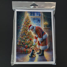 Load image into Gallery viewer, Australian Terrier and Santa Claus Greeting Cards - Blank Note Cards – 8-Pack of Artist-Designed Cards with Envelopes
