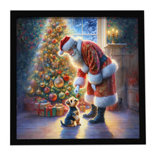 Load image into Gallery viewer, Australian Terrier and Santa Claus Framed Metal Print