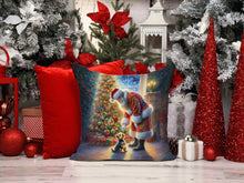 Load image into Gallery viewer, Australian Terrier and Santa Claus Throw Pillow - 14x14 Decorative Pillow – Art for Your Home &amp; Patio