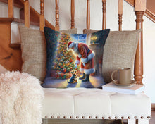 Load image into Gallery viewer, Australian Terrier and Santa Claus Throw Pillow - 14x14 Decorative Pillow – Art for Your Home &amp; Patio