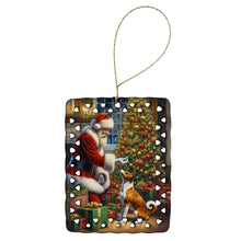 Load image into Gallery viewer, Basenji and Santa Claus Porcelain Ornament