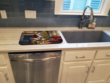 Load image into Gallery viewer, Basenji and Santa Claus Dish Drying Mat
