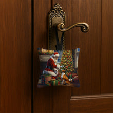 Load image into Gallery viewer, Basenji and Santa Claus Hanging Square Fabric Ornament 3.5 × 3.5