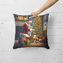Load image into Gallery viewer, Basenji and Santa Claus Throw Pillow