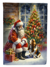 Load image into Gallery viewer, Basset Hound and Santa Claus House Flag