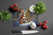 Load image into Gallery viewer, Basset Hound and Santa Claus Glass Cutting Boards – Durable, Decorative Kitchen Art