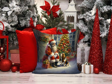 Load image into Gallery viewer, Basset Hound and Santa Claus Throw Pillow - 14x14 Decorative Pillow – Art for Your Home &amp; Patio