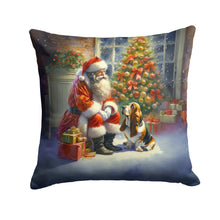 Load image into Gallery viewer, Basset Hound and Santa Claus Throw Pillow - 14x14 Decorative Pillow – Art for Your Home &amp; Patio