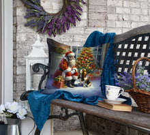Load image into Gallery viewer, Basset Hound and Santa Claus Throw Pillow