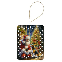 Load image into Gallery viewer, Beagle and Santa Claus Porcelain Ornament