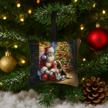 Load image into Gallery viewer, Beagle and Santa Claus Hanging Square Fabric Ornament 3.5 × 3.5