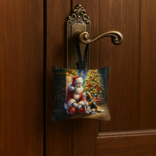 Load image into Gallery viewer, Beagle and Santa Claus Hanging Square Fabric Ornament 3.5 × 3.5