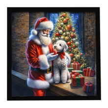 Load image into Gallery viewer, Bedlington Terrier and Santa Claus Framed Metal Print