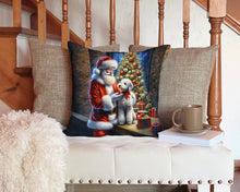 Load image into Gallery viewer, Bedlington Terrier and Santa Claus Throw Pillow - 14x14 Decorative Pillow – Art for Your Home &amp; Patio