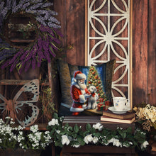 Load image into Gallery viewer, Bedlington Terrier and Santa Claus Throw Pillow - 14x14 Decorative Pillow – Art for Your Home &amp; Patio