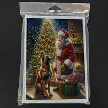 Load image into Gallery viewer, Belgian Malinois and Santa Claus Greeting Cards - Blank Note Cards – 8-Pack of Artist-Designed Cards with Envelopes