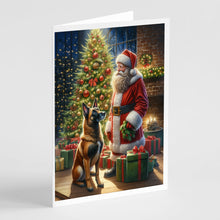 Load image into Gallery viewer, Belgian Malinois and Santa Claus Greeting Cards - Blank Note Cards – 8-Pack of Artist-Designed Cards with Envelopes