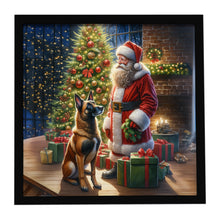 Load image into Gallery viewer, Belgian Malinois and Santa Claus Framed Metal Print