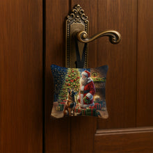 Load image into Gallery viewer, Belgian Malinois and Santa Claus Hanging Square Fabric Ornament 3.5 × 3.5