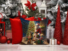 Load image into Gallery viewer, Belgian Malinois and Santa Claus Throw Pillow - 14x14 Decorative Pillow – Art for Your Home &amp; Patio