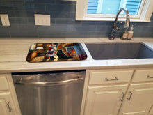 Load image into Gallery viewer, Belgian Sheepdog and Santa Claus Dish Drying Mat