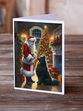 Load image into Gallery viewer, Belgian Sheepdog and Santa Claus Greeting Cards - Blank Note Cards – 8-Pack of Artist-Designed Cards with Envelopes
