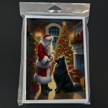 Load image into Gallery viewer, Belgian Sheepdog and Santa Claus Greeting Cards - Blank Note Cards – 8-Pack of Artist-Designed Cards with Envelopes
