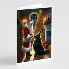 Load image into Gallery viewer, Belgian Sheepdog and Santa Claus Greeting Cards - Blank Note Cards – 8-Pack of Artist-Designed Cards with Envelopes