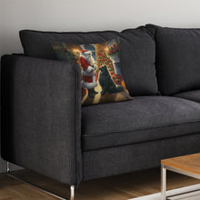 Load image into Gallery viewer, Belgian Sheepdog and Santa Claus Throw Pillow - 14x14 Decorative Pillow – Art for Your Home &amp; Patio