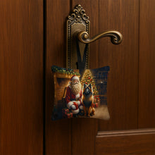 Load image into Gallery viewer, Belgian Tervuren and Santa Claus Hanging Square Fabric Ornament 3.5 × 3.5