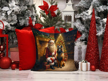 Load image into Gallery viewer, Belgian Tervuren and Santa Claus Throw Pillow - 14x14 Decorative Pillow – Art for Your Home &amp; Patio
