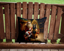 Load image into Gallery viewer, Belgian Tervuren and Santa Claus Throw Pillow - 14x14 Decorative Pillow – Art for Your Home &amp; Patio