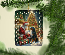 Load image into Gallery viewer, Bernese Mountain Dog and Santa Claus Porcelain Ornament