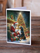 Load image into Gallery viewer, Bernese Mountain Dog and Santa Claus Greeting Cards - Blank Note Cards – 8-Pack of Artist-Designed Cards with Envelopes