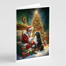 Load image into Gallery viewer, Bernese Mountain Dog and Santa Claus Greeting Cards - Blank Note Cards – 8-Pack of Artist-Designed Cards with Envelopes